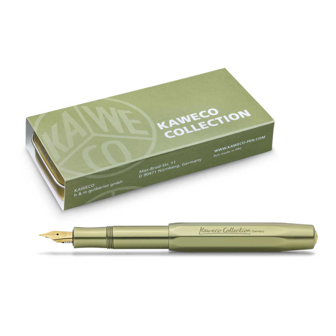 Kaweco Collection Fountain Pen - Olivine — writing at an angle