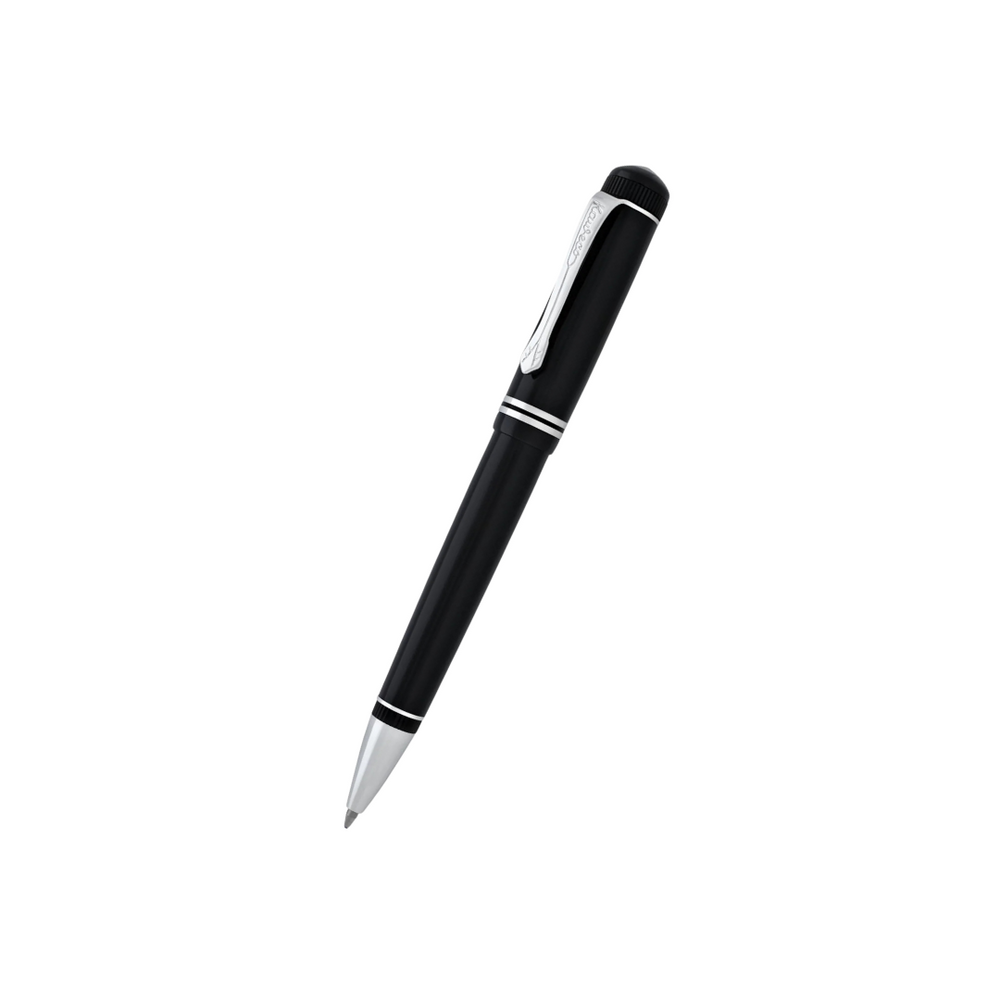 Kaweco DIA2 Ballpoint Pen - Black with Chrome Trim — uncapped with cap posted