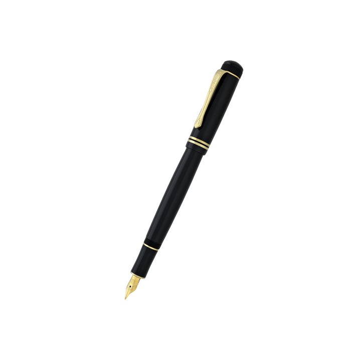 Kaweco DIA2 Fountain Pen - Black with Gold Trim — uncapped with cap posted