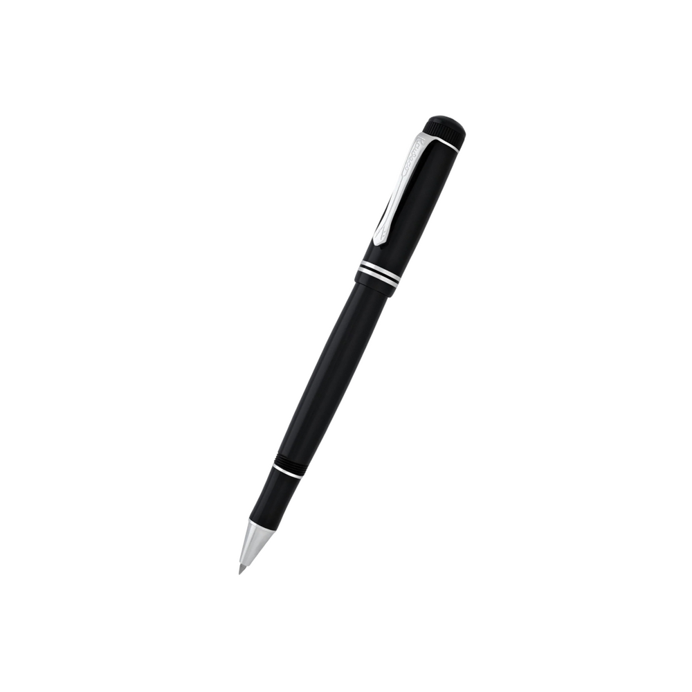 Kaweco DIA2 Rollerball Pen - Black with Chrome Trim — uncapped with cap posted