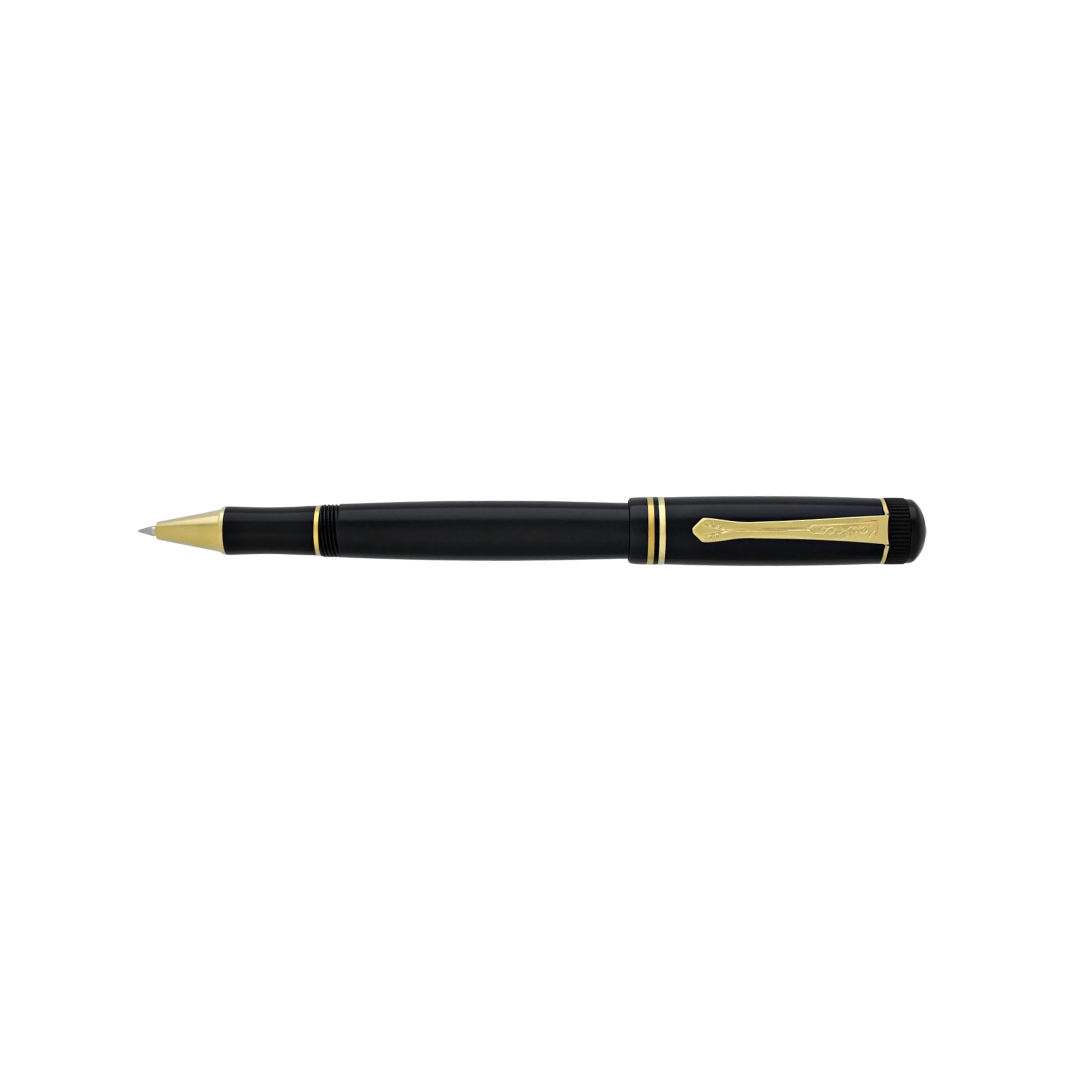 Kaweco DIA2 Rollerball Pen - Black with Gold Trim — flat lay