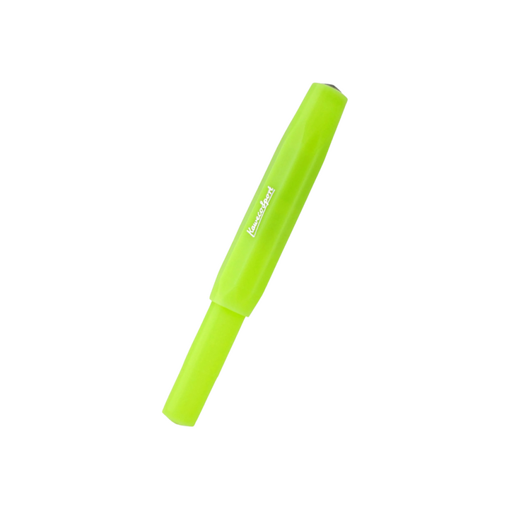 Kaweco Frosted Sport Fountain Pen - Fine Lime — writing at an angle