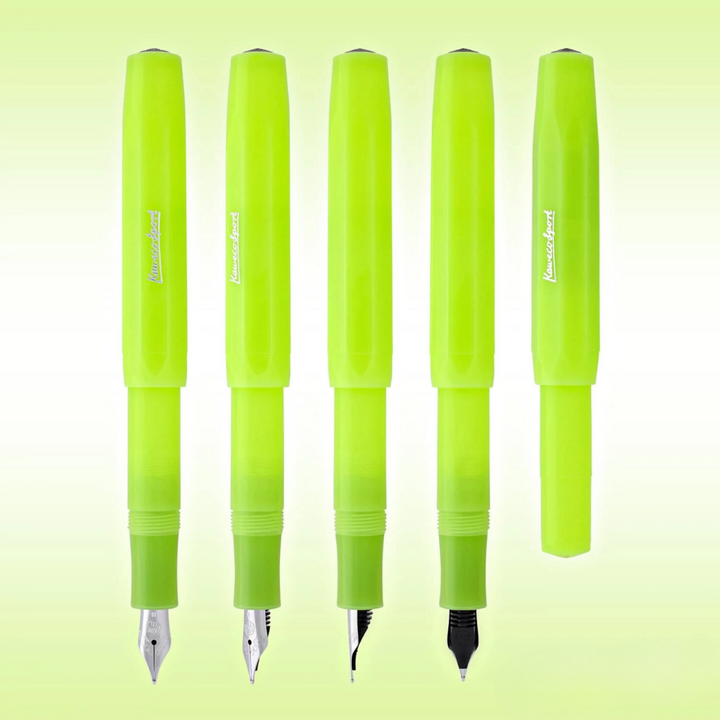 Kaweco Frosted Sport Fountain Pen - Fine Lime — flat lay