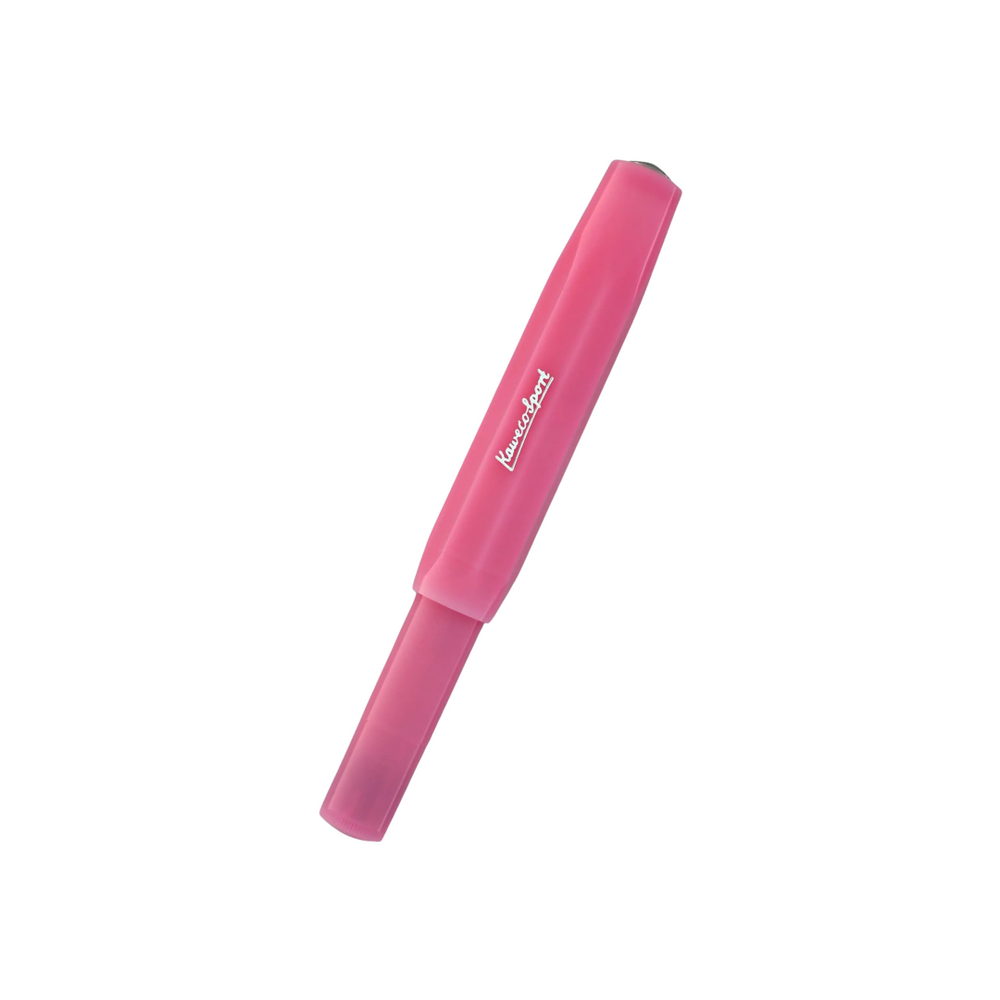 Kaweco Frosted Sport Gel Rollerball Pen - Blush Pitaya — uncapped with cap posted