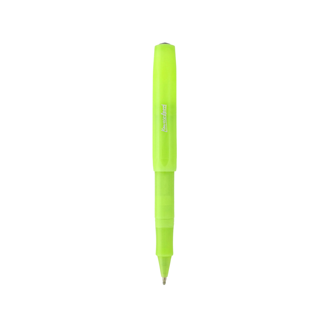 Kaweco Frosted Sport Gel Rollerball Pen - Fine Lime — writing at an angle