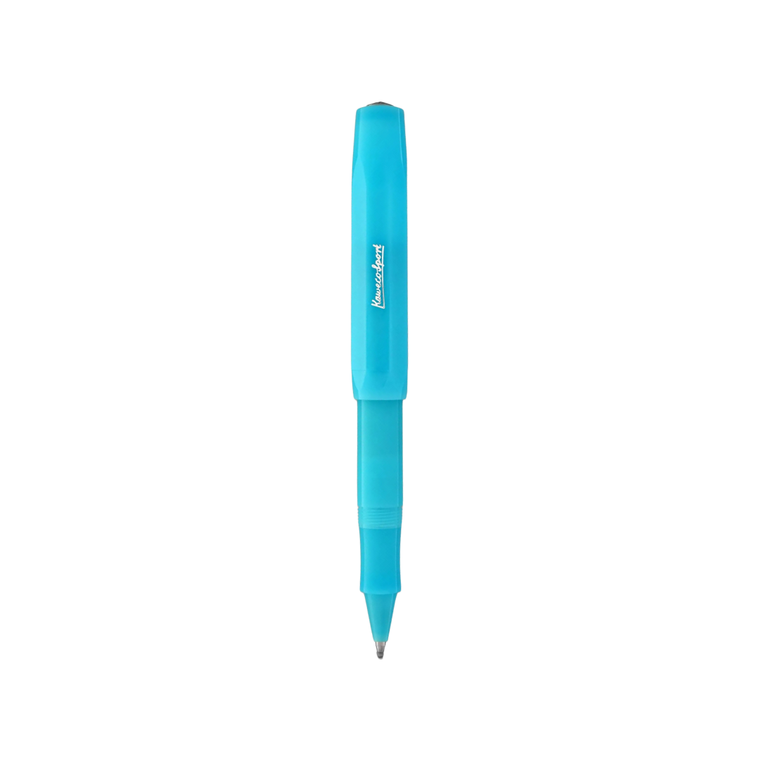 Kaweco Frosted Sport Gel Rollerball Pen - Light Blueberry — writing at an angle