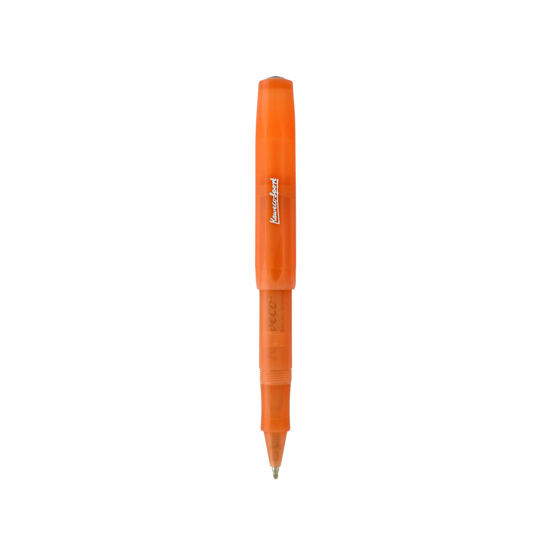 Kaweco Frosted Sport Gel Rollerball Pen - Soft Mandarin — writing at an angle