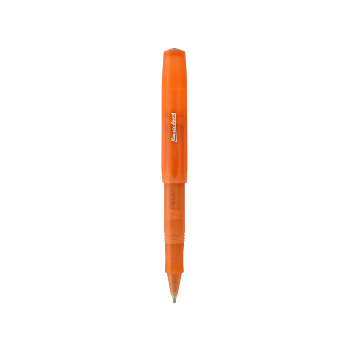 Kaweco Frosted Sport Gel Rollerball Pen - Soft Mandarin — writing at an angle