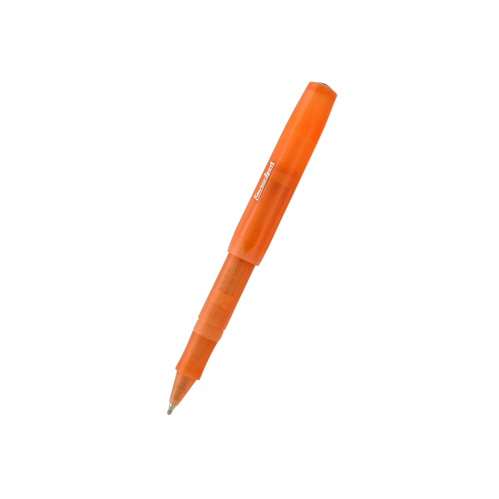 Kaweco Frosted Sport Gel Rollerball Pen - Soft Mandarin — uncapped with cap posted