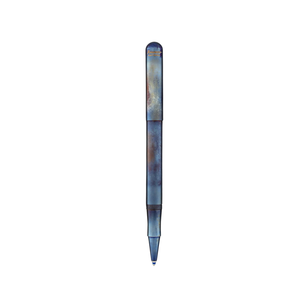Kaweco LILIPUT Ballpoint Pen - Fireblue with Cap — writing at an angle