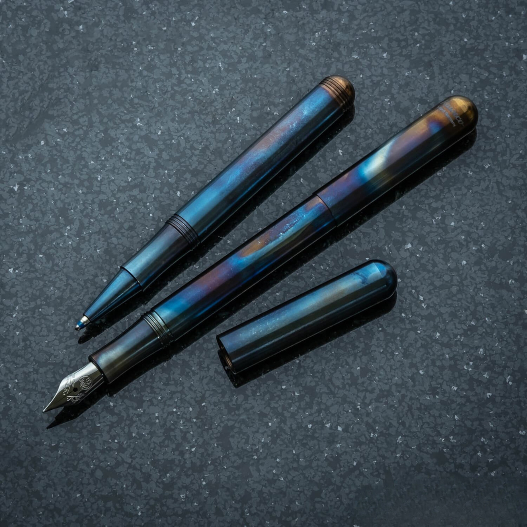 Kaweco LILIPUT Ballpoint Pen - Fireblue with Cap — flat lay