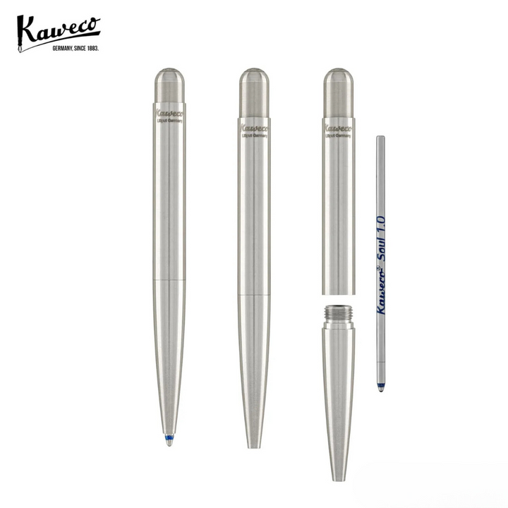 Kaweco Liliput Ballpoint Pen - Stainless Steel — writing at an angle