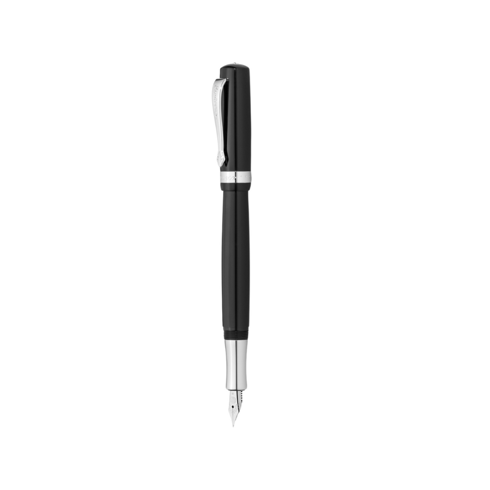 Kaweco STUDENT Fountain Pen - Black — uncapped with cap posted
