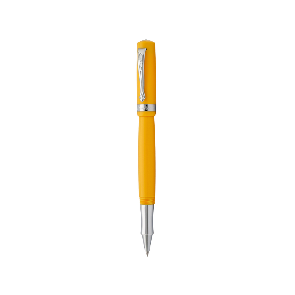 Kaweco STUDENT Rollerball Pen - Yellow — uncapped with cap posted