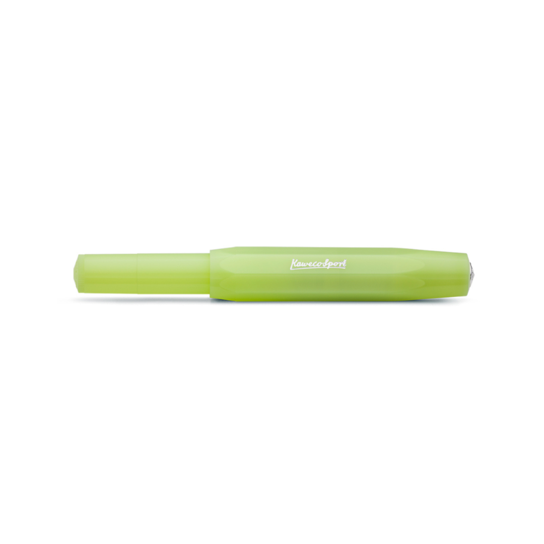 Kaweco Frosted Sport Fountain Pen - Fine Lime — flat lay