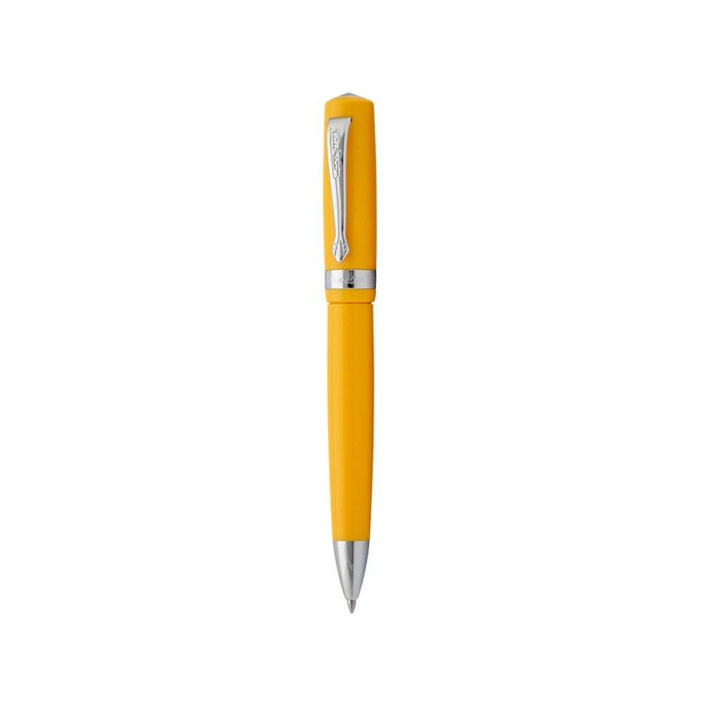 Kaweco STUDENT Ballpoint Pen - Yellow — uncapped with cap posted