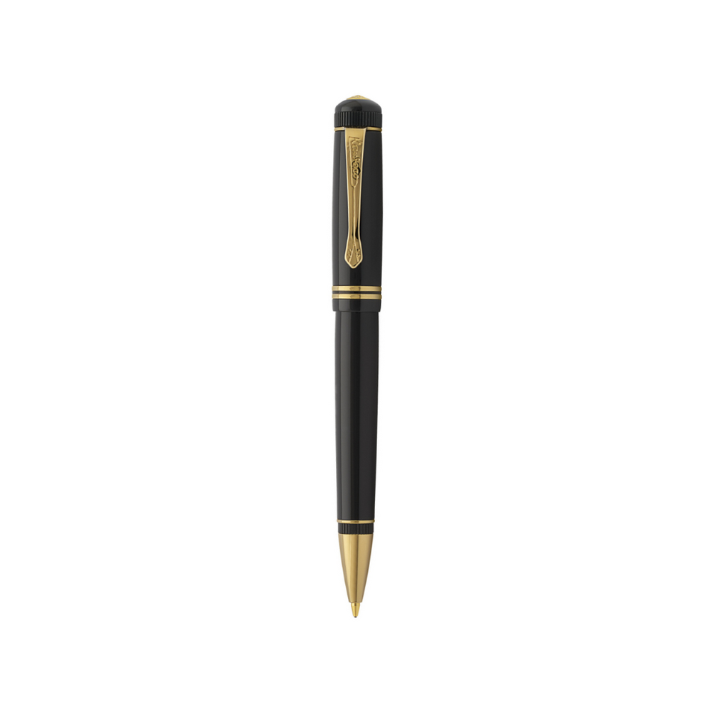 Kaweco DIA2 Ballpoint Pen - Black with Gold Trim — uncapped with cap posted