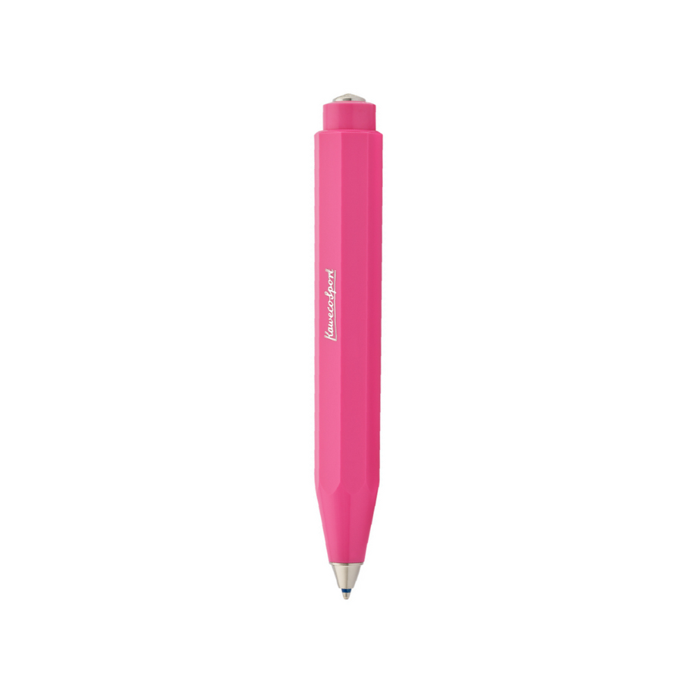 Kaweco Skyline Sport Ballpoint Pen - Pink — uncapped with cap posted