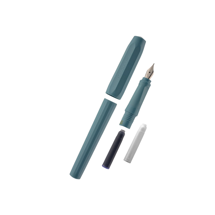 Kaweco Perkeo Fountain Pen Pack - Breezy Teal — writing at an angle