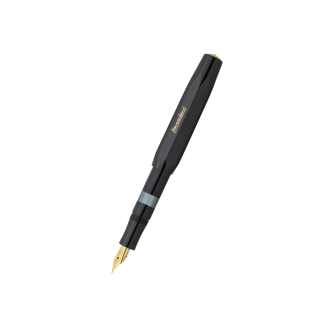 Kaweco Piston Sport Classic Fountain Pen - Black with Gold Nib — capped