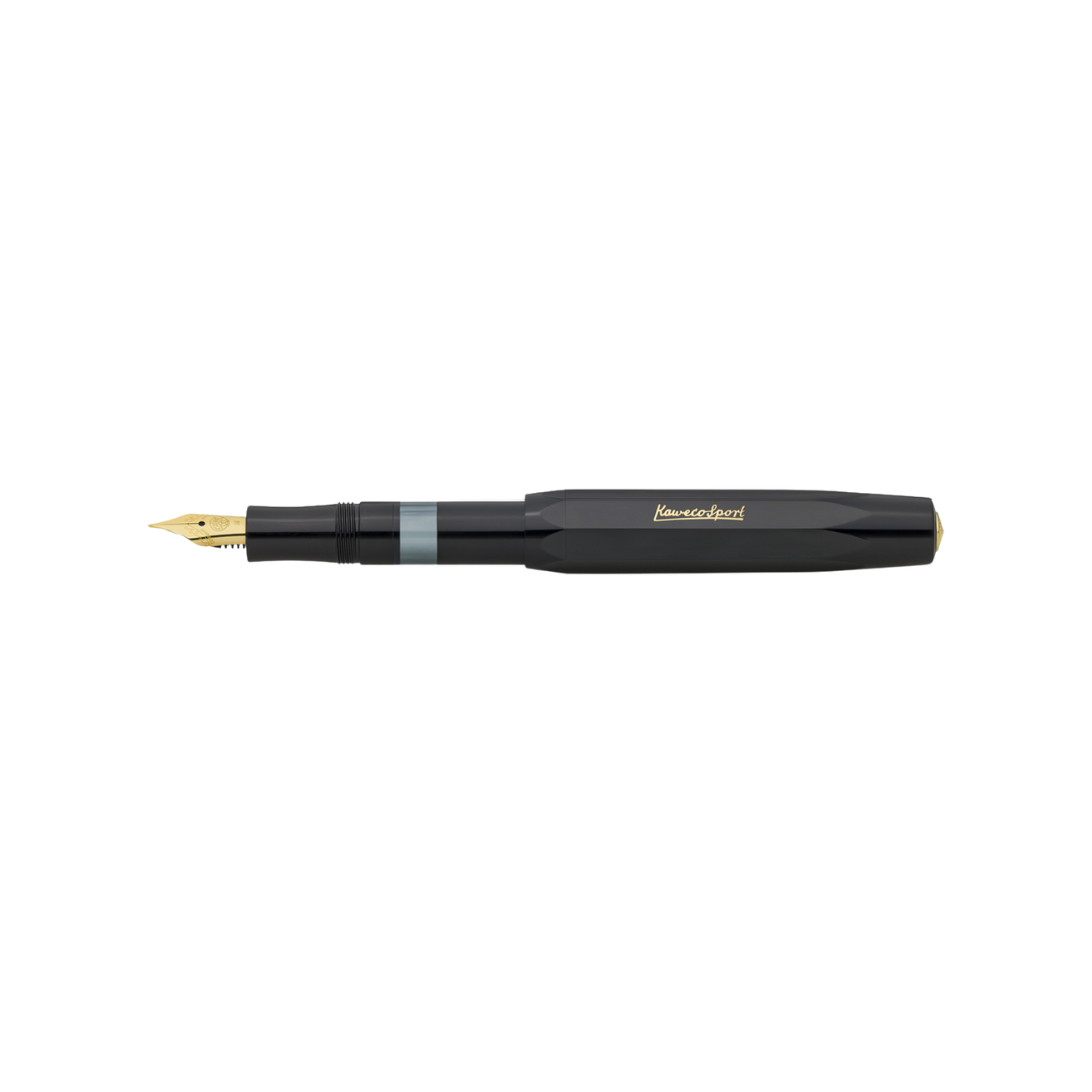 Kaweco Piston Sport Classic Fountain Pen - Black with Gold Nib — with packaging