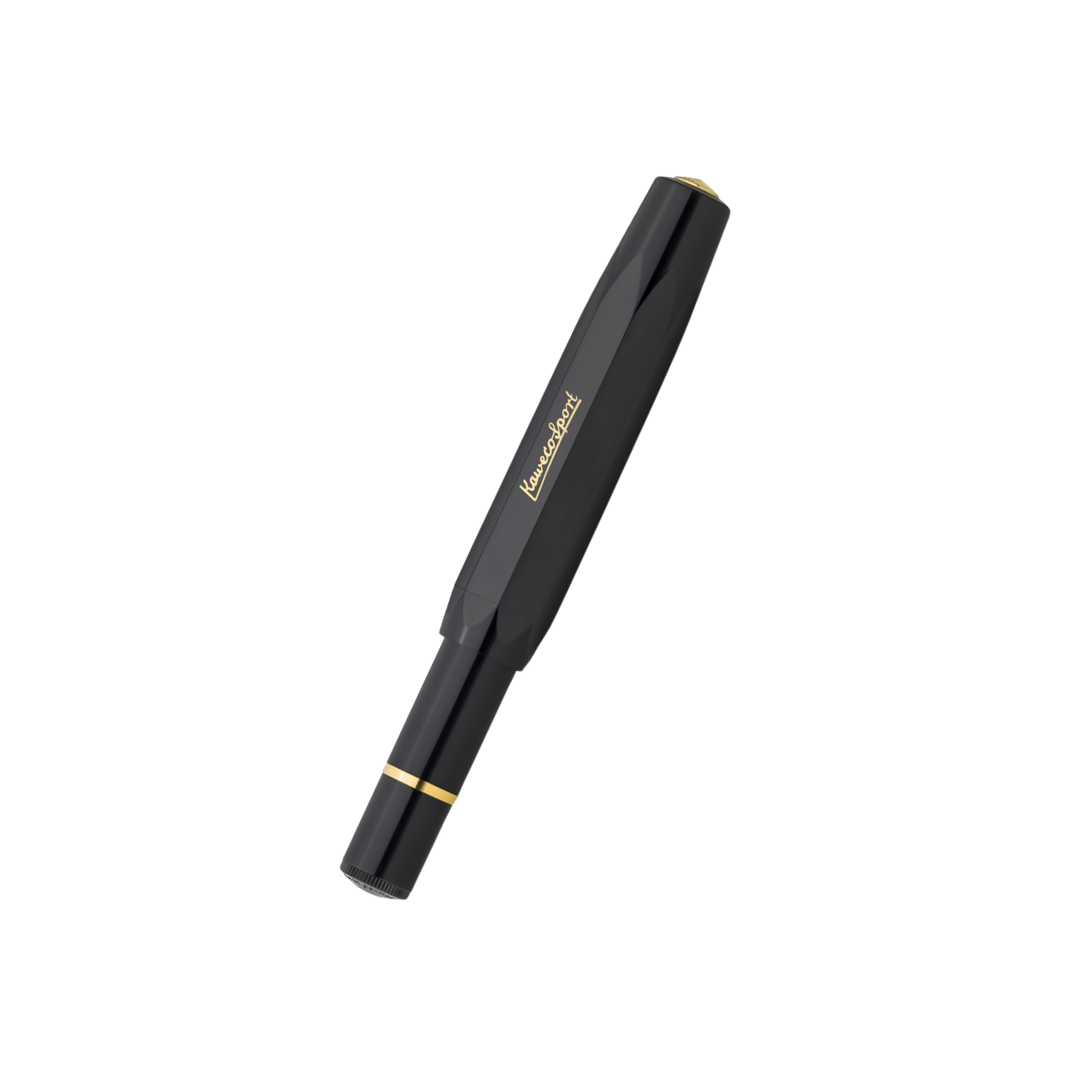 Kaweco Piston Sport Classic Fountain Pen - Black with Gold Nib — nib close-up