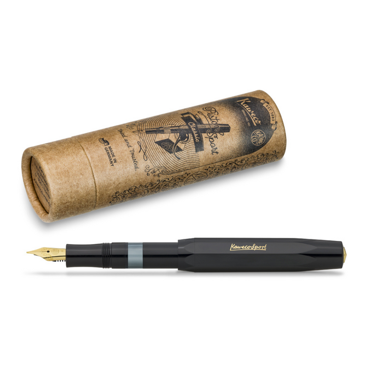 Kaweco Piston Sport Classic Fountain Pen - Black with Gold Nib — engraving example