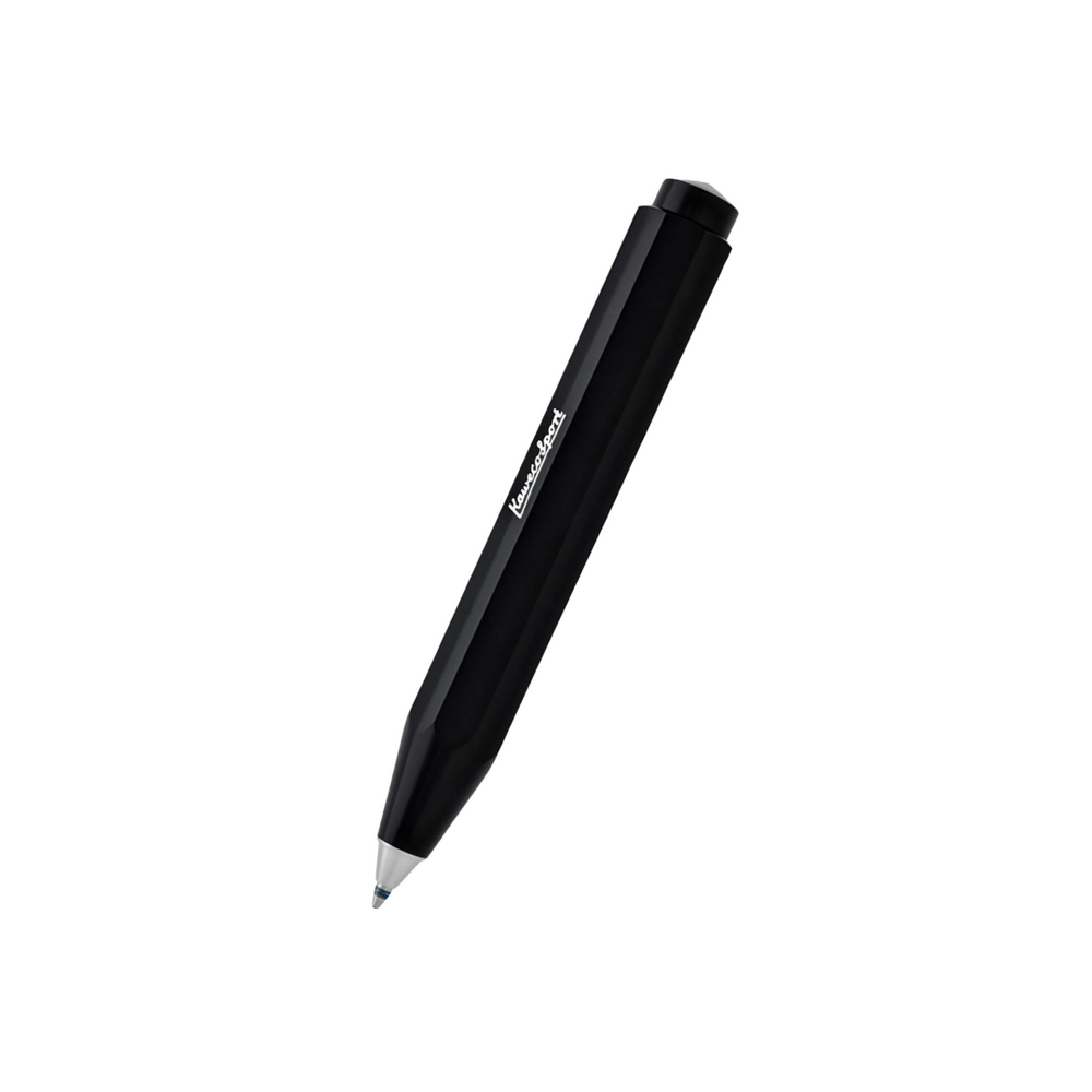 Kaweco Skyline Sport Ballpoint Pen - Black — uncapped with cap posted