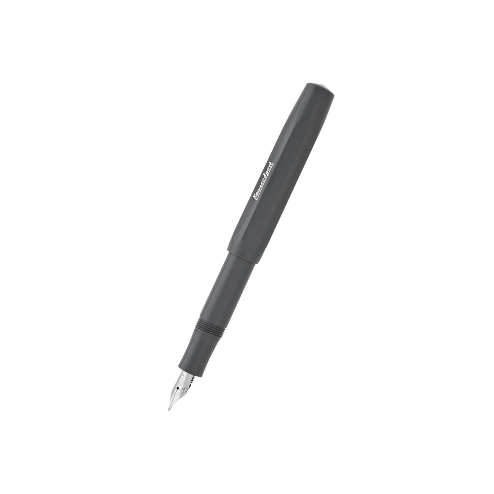 Kaweco Skyline Sport Fountain Pen - Gray — uncapped with cap posted