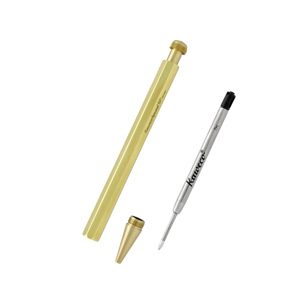 Kaweco Special Ballpoint Pen - Brass — uncapped with cap posted