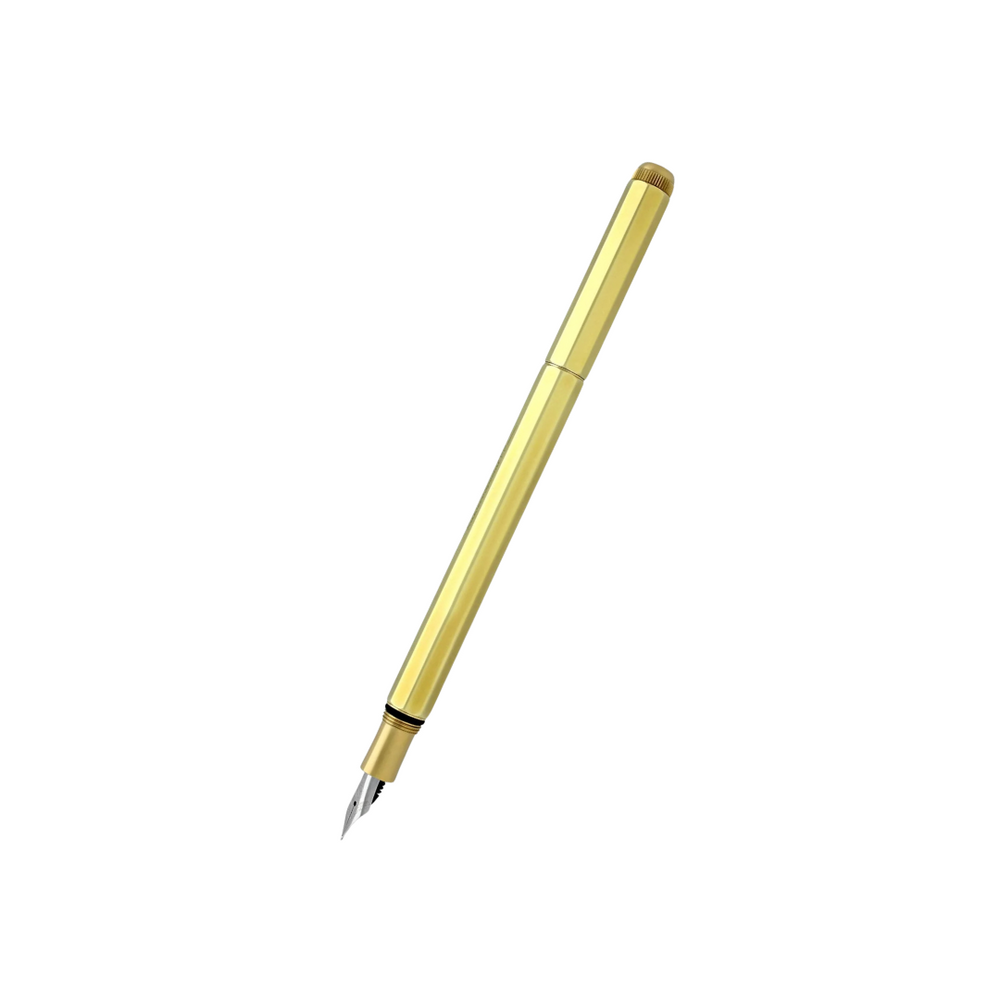 Kaweco Special Fountain Pen - Brass — uncapped with cap posted