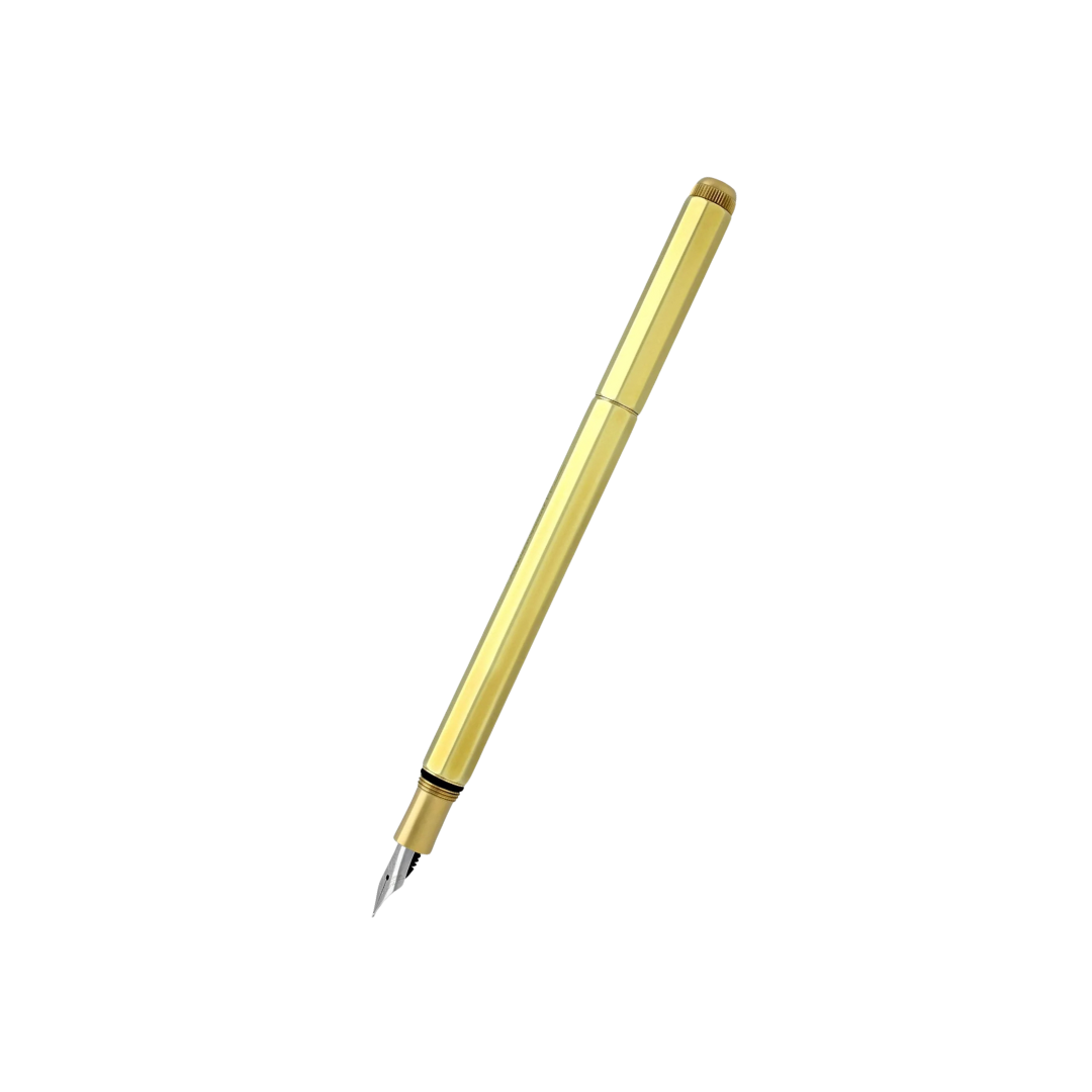 Kaweco Special Fountain Pen - Brass — uncapped with cap posted