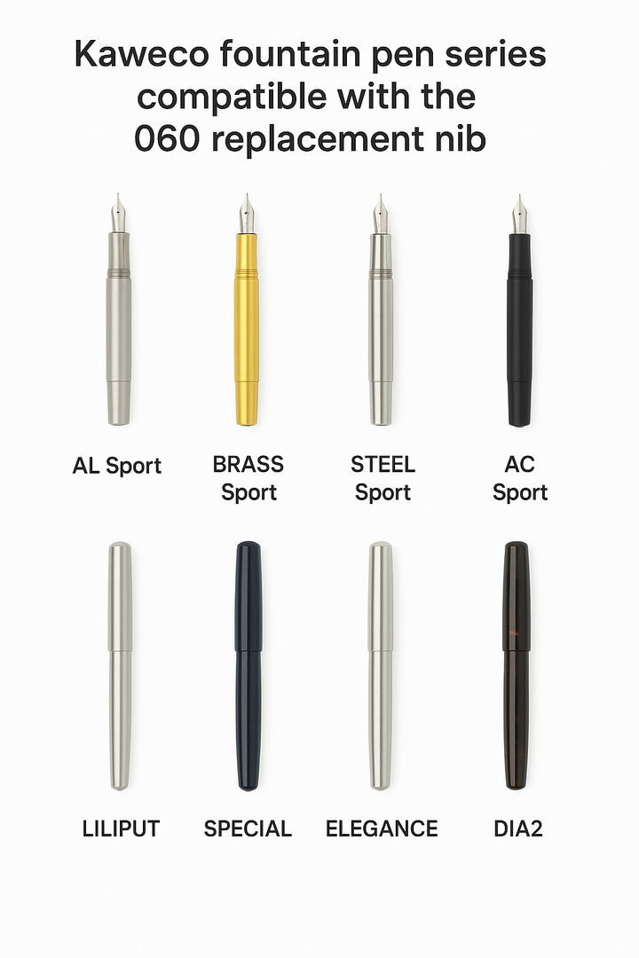 Kaweco Steel Nib Gold Plated 060 with thread — Kaweco fountain pen nib — replacement writing nib for fountain pens, at Cityluxe Singapore