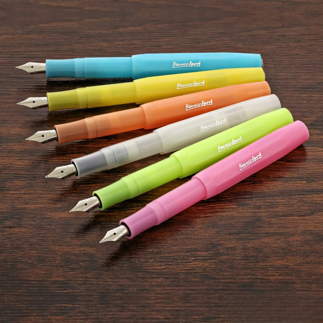 Kaweco Frosted Sport Fountain Pen - Natural Coconut — flat lay