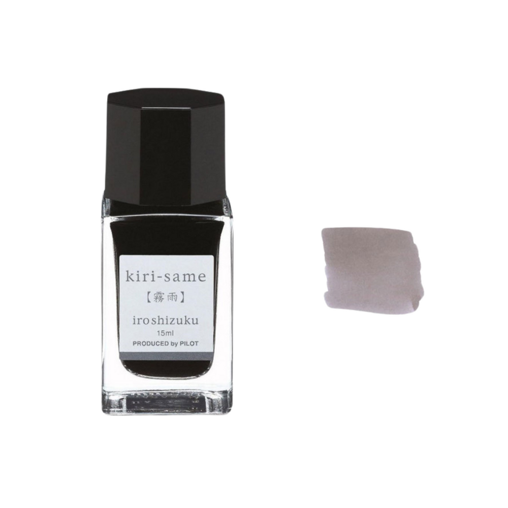 Pilot Iroshizuku 15 ml Ink Bottle - Kiri-same (Misty Rain Gray) — bottle at angle