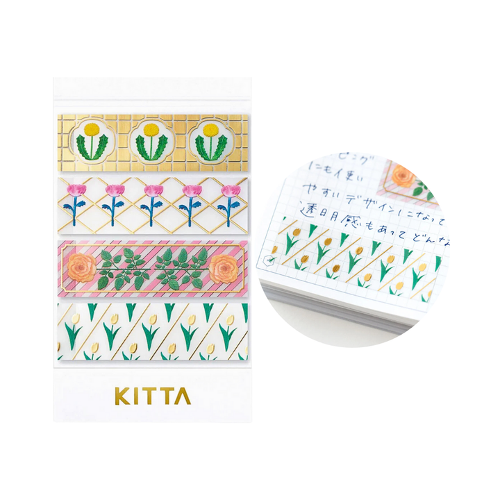 (DD) KITTA Masking Tape - Clear Gift (Gold Foil) — roll front