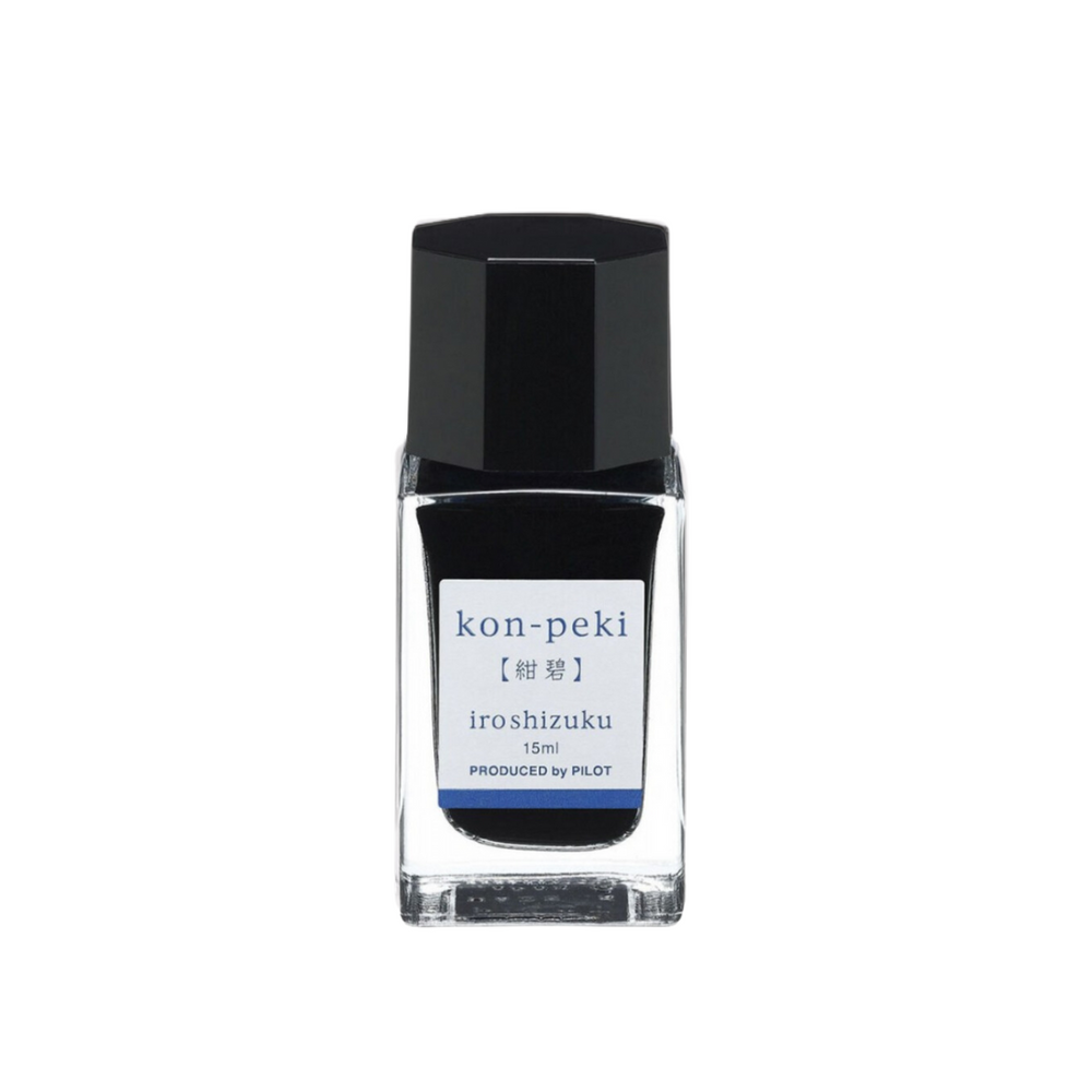 Pilot Iroshizuku 15ml Ink Bottle - Kon-peki (Deep Blue) — bottle at angle