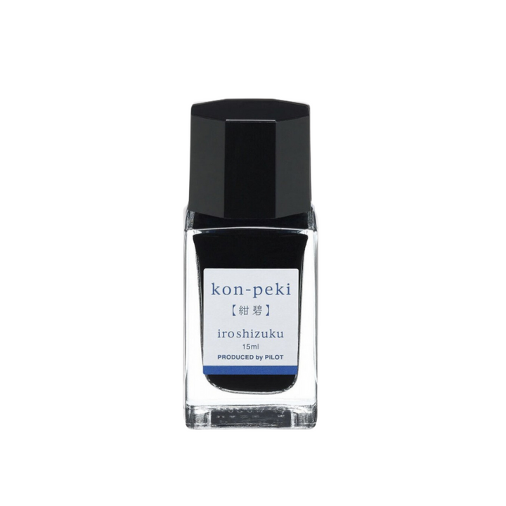 Pilot Iroshizuku 15ml Ink Bottle - Kon-peki (Deep Blue) — bottle at angle