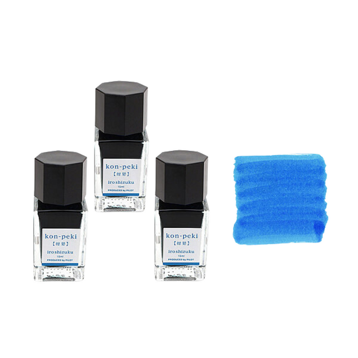 Pilot Iroshizuku 15ml Ink Bottle - Kon-peki (Deep Blue) — colour swatch on paper