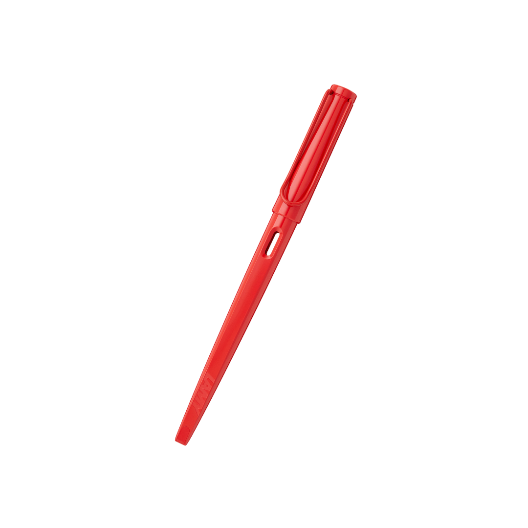 LAMY Joy Strawberry Fountain Pen (Special Edition) — uncapped with cap posted