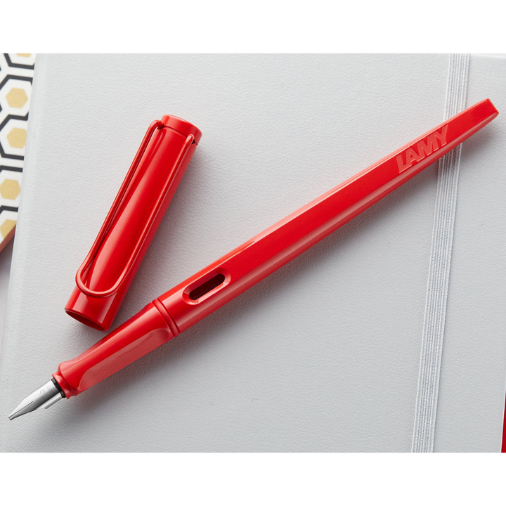 LAMY Joy Strawberry Fountain Pen (Special Edition) — flat lay