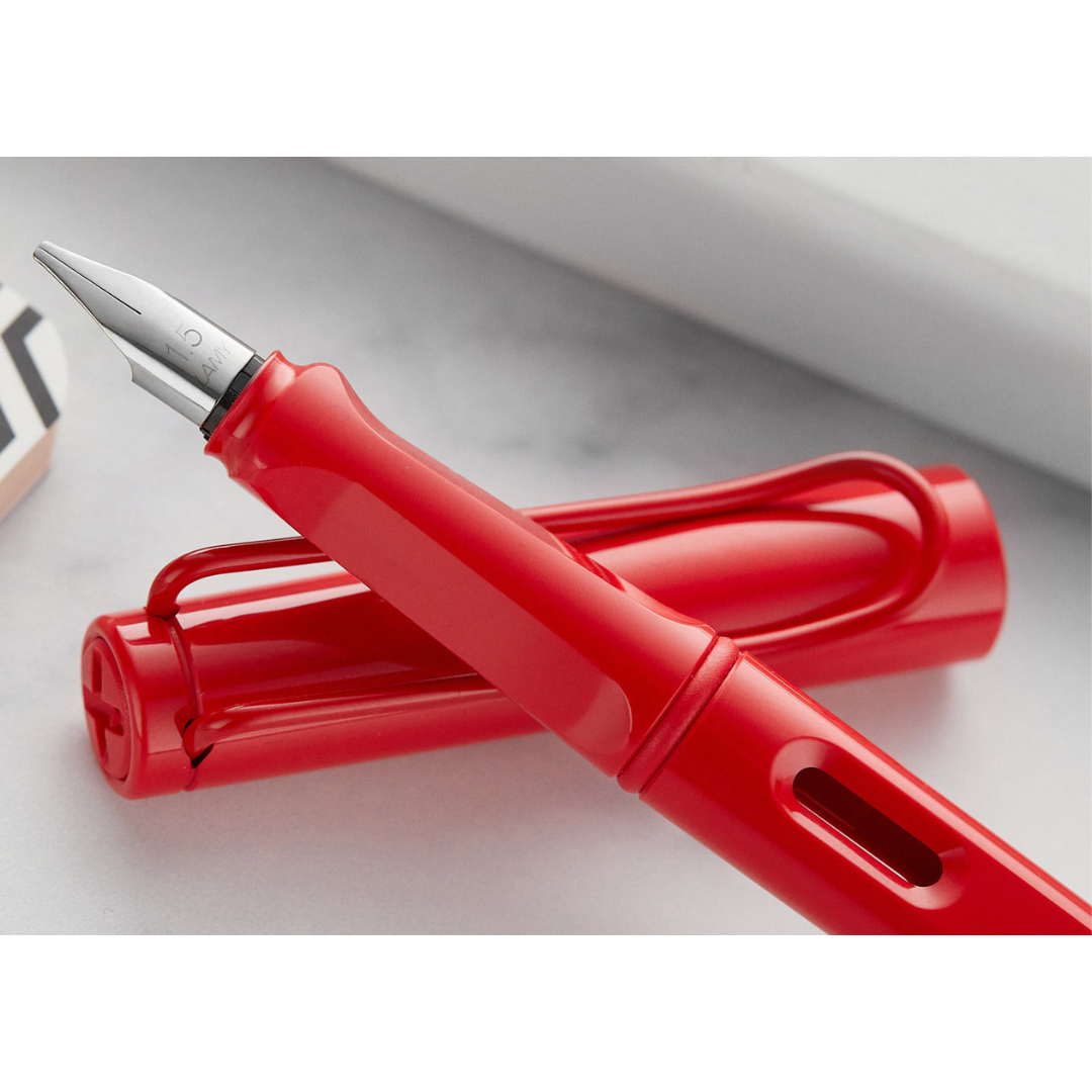 LAMY Joy Strawberry Fountain Pen (Special Edition) — flat lay