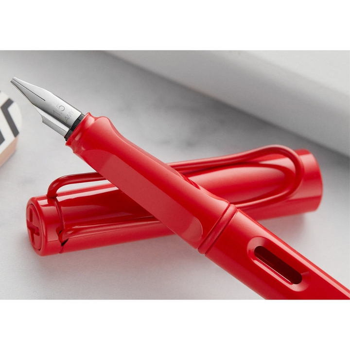 LAMY Joy Strawberry Fountain Pen (Special Edition) — flat lay