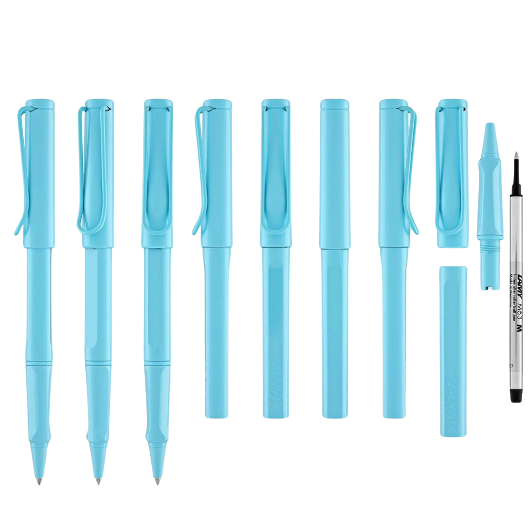 LAMY Safari Deelite Rollerball Pen -  Aqua Sky (Special Edition) — flat lay