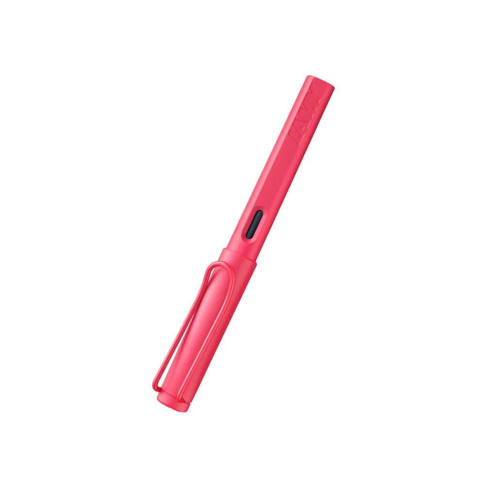 LAMY Safari Fountain Pen - Sunset Coral — uncapped with cap posted