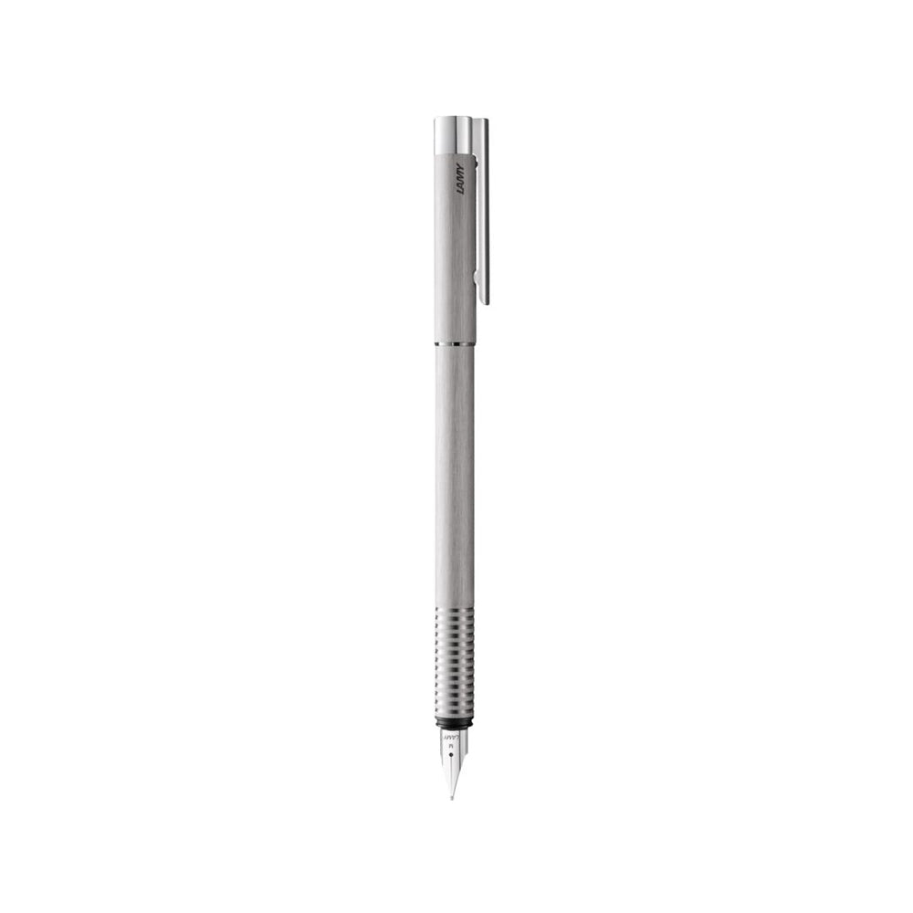 Lamy Logo Fountain Pen Brushed — uncapped with cap posted
