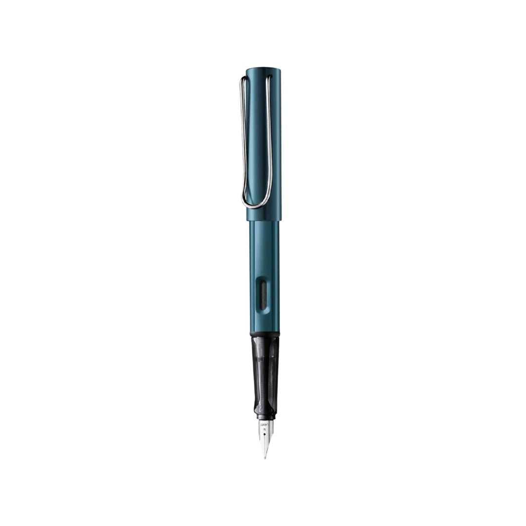 Lamy AL-Star Fountain Pen Petrol (Special Edition) — uncapped with cap posted