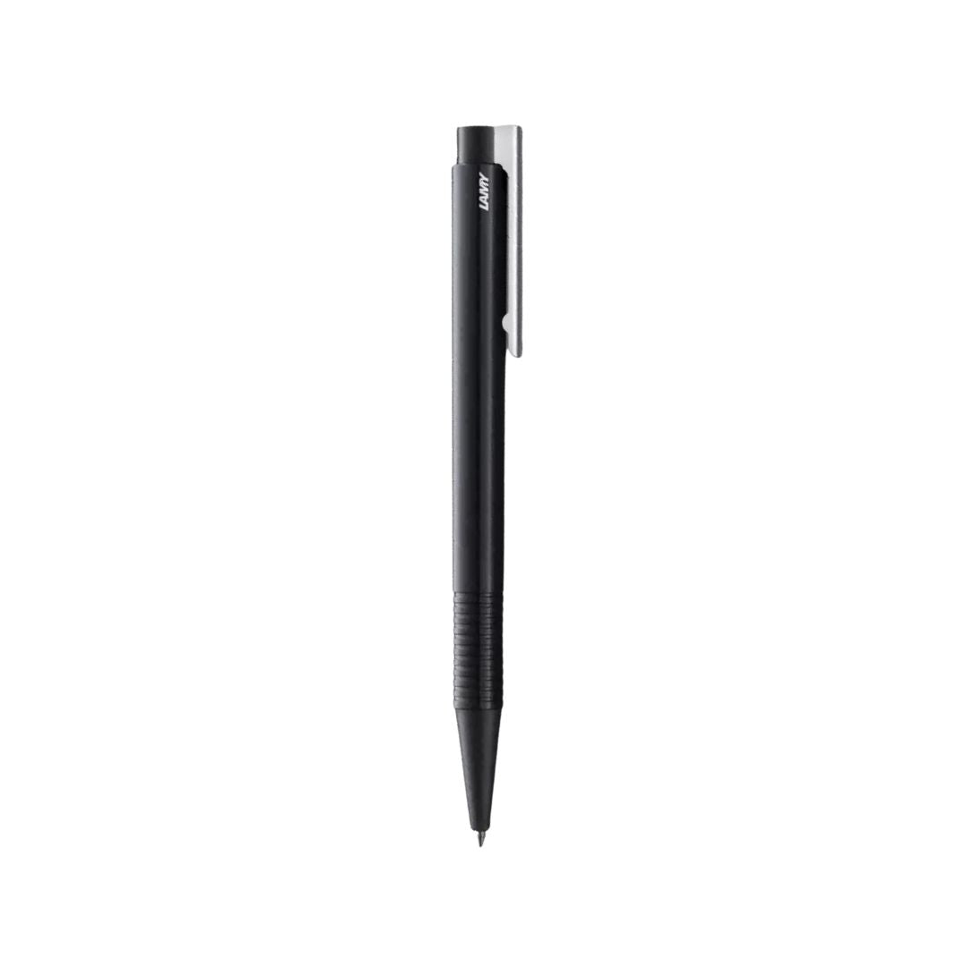 LAMY logo M Ballpoint Pen Black — uncapped with cap posted