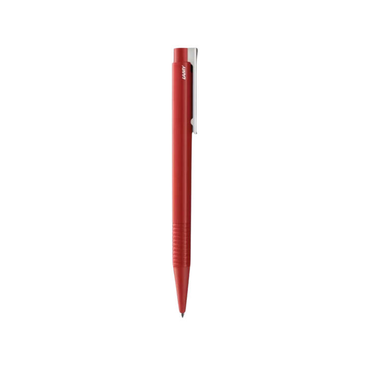 LAMY logo M Ballpoint Pen - Red — uncapped with cap posted