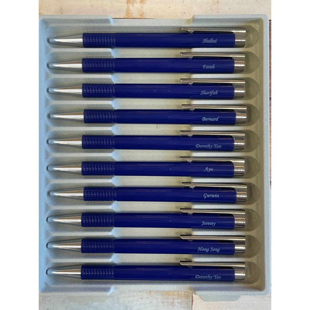 LAMY logo M Ballpoint Pen - Blue — writing at an angle